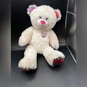 Build A Bear Twinkle Toes 17” Plush White Teddy Bear Light Up Ears Peace Sign